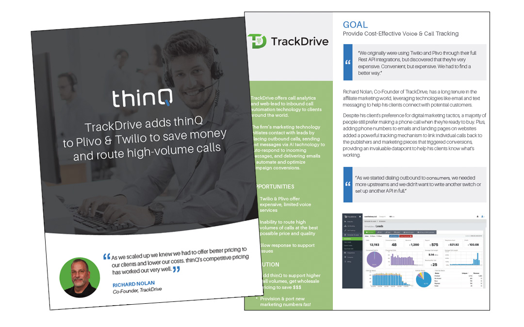 TrackDrive Adds thinQ to Plivo & Twilio and Save 60% on Calls