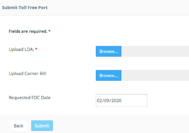 Submit Toll Free Port Date | FOC