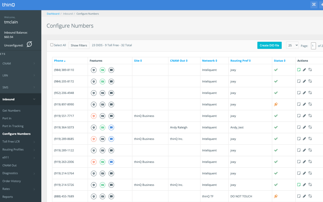 thinQ Inbound Voice: Control Your Carriers, Phone Numbers & Pricing