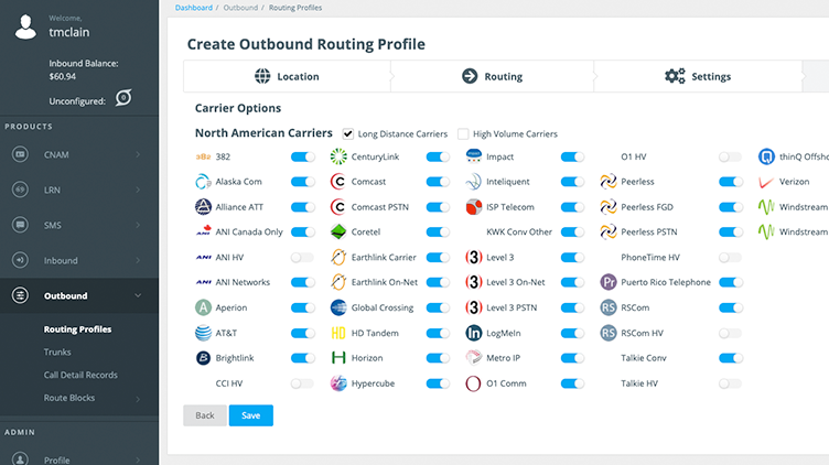 thinQ Least Cost Routing LCR