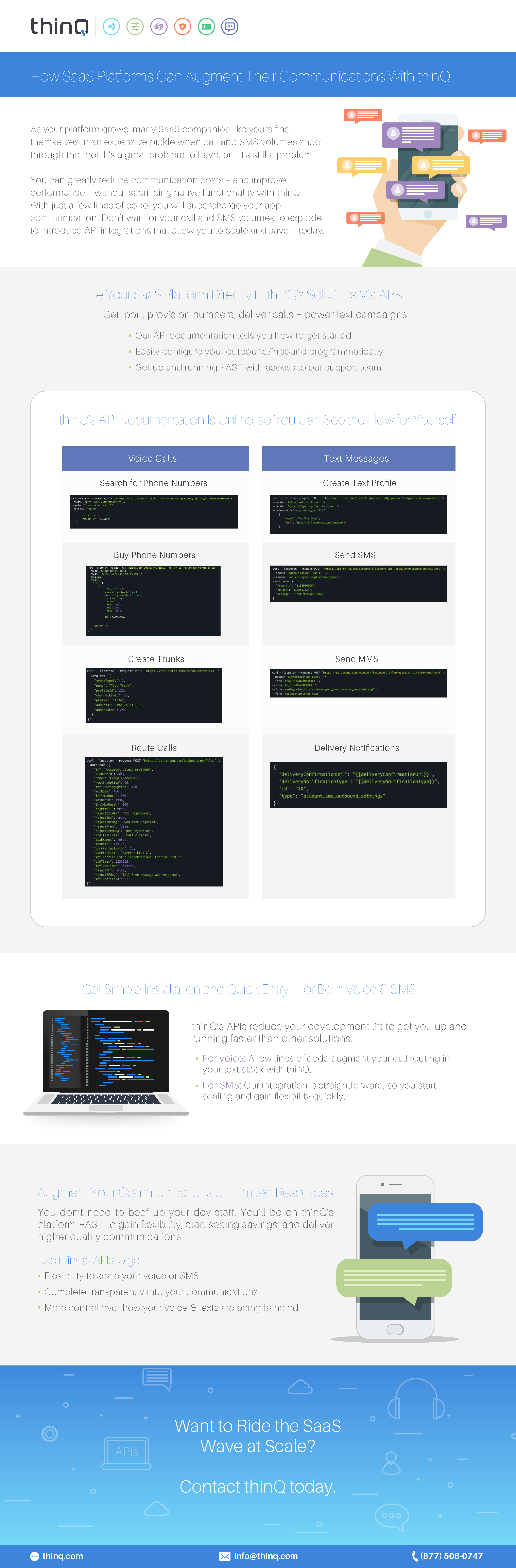 Commio APIs for SaaS Platforms to Power Voice and Text Messaging Infographic